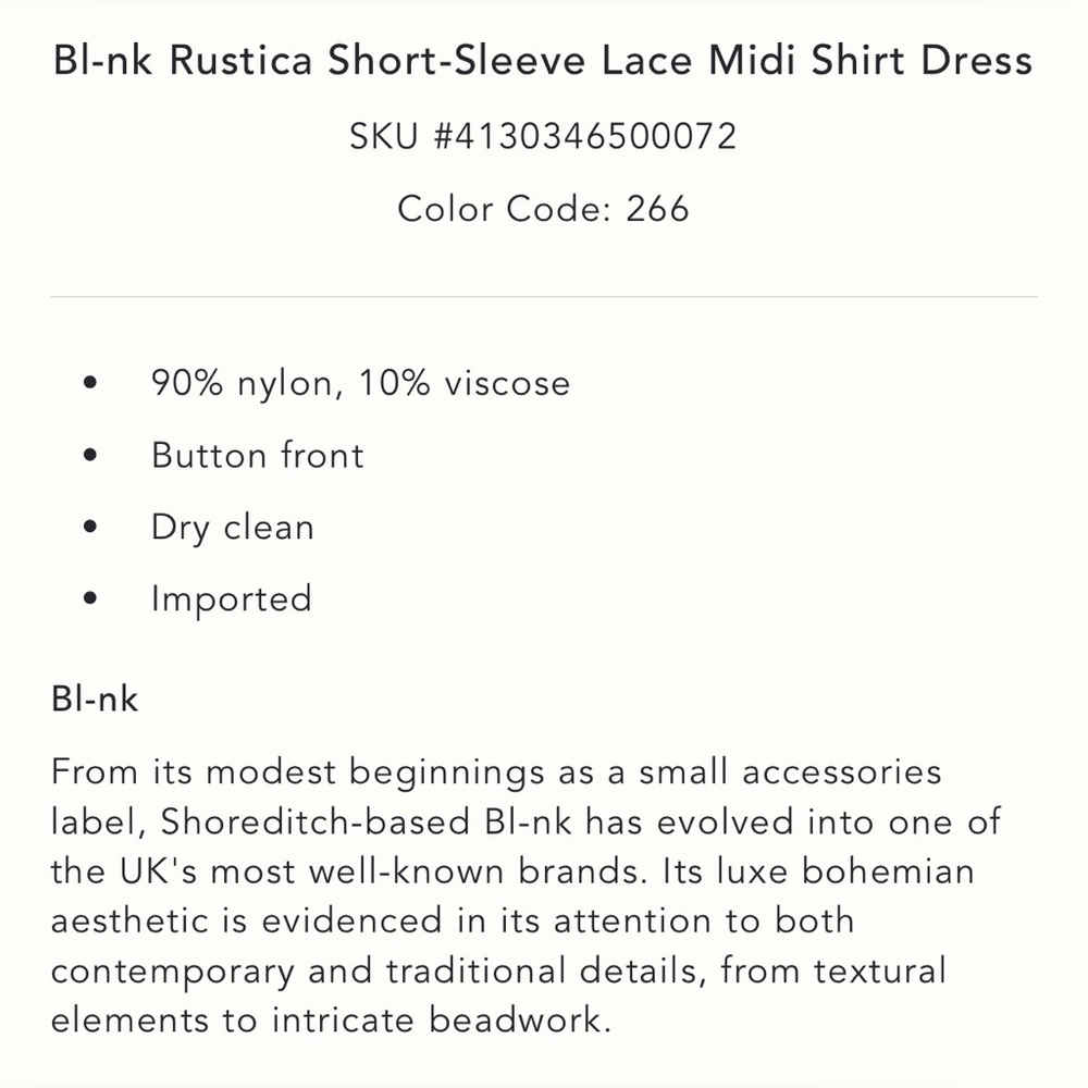 NWT Anthropologie Bl-nk Elegant Multicolor MIDI Lace Shirt Dress - Picture 5 of 5